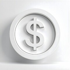 Einzelne wei&szlig;e M&uuml;nze mit Dollarzeichen