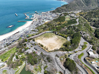 愛媛県伊予市　ふたみ潮風ふれあい公園上空からの風景