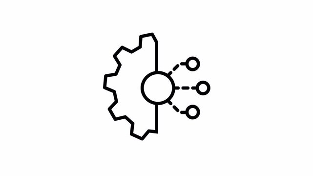 Transformation Icon, Minimalist Outline, Seamless Loop Animation, 4K Transparent Background