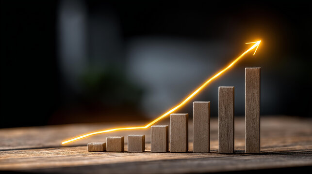 Glowing upward productivity graph emerging from a streamlined workflow diagram, automation and optimized resource management concept, business efficiency visualization, with copy