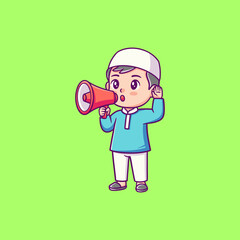 Muslim Boy with Megaphone Announcing News