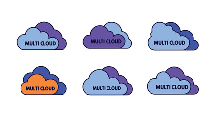 Multi Cloud Line art minimal abstract design illustration