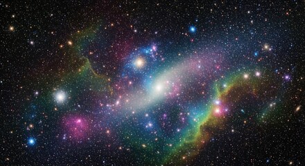 Obraz premium Cosmic panorama of a galaxy with stars and nebulas in the vast universe