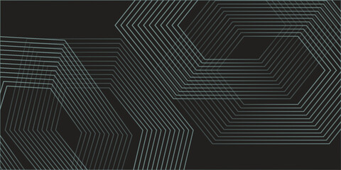 Dynamic turquoise neon hexagonal lines form a striking geometric pattern on a black background, evoking modern technology, futuristic design, and digital aesthetics © Salam