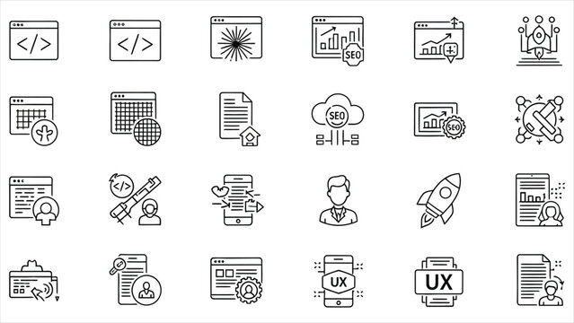 Web Development & Programming Vector Icon Set &ndash; Editable Stroke