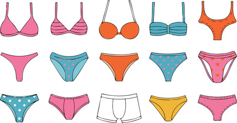 Women’s Lingerie Outline Icons  Bras, Panties & Briefs © MSTZOWRON