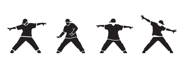 Dynamic Breakdance Silhouettes: A Collection of Energetic Poses in Black and White