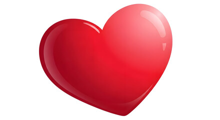 A large red heart with a shiny surface on a white background