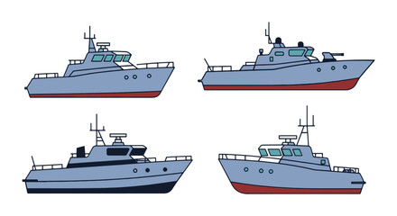 Naklejka premium Patrol Boat Line art abstract clean tone illustration