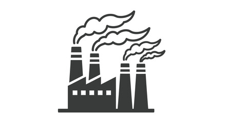 Fototapeta premium Black silhouette illustration of industrial factory buildings with smoke stacks