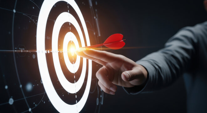 Dart Arrow Hitting Target Goal Achievement Business Success Concept Strategy Aim Focus Accuracy Precision Solution Leadership Competition Marketing Idea