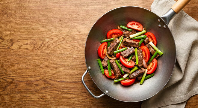 Traditional Peruvian Lomo Saltado Beef Stir Fry In A Wok