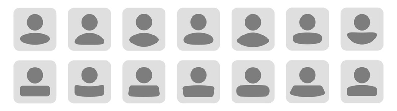 Collection of placeholder headshot avatar, user profile vector icons
