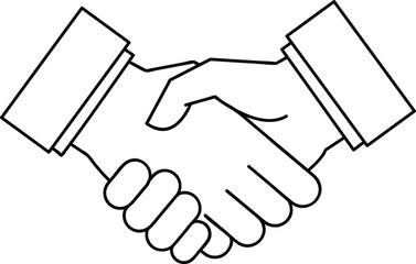 Business Handshake Icon &ndash; Partnership Agreement, Deal Contract Line Outline Vector
