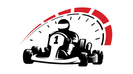 Go-Kart Racing Driver Silhouette with Speedometer Background © Andri
