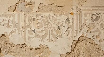 Ancient Mural Fragment with Ornate Design.