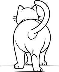 Obraz premium Playful Cat Silhouette Vector Set Rear View with Tail Raised and Diamond Mark