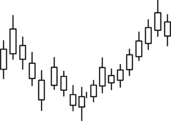 Obraz premium Candlestick trading chart showing volatile financial market trends for stock investment analysis outline vector graphic illustration icon