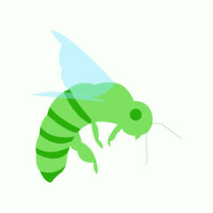 Green Flat Bee Vector Illustration &ndash; Minimal Wildlife Insect Clipart