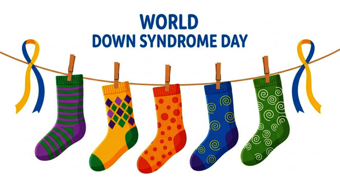 Diversity Celebration Illustration with Colorful Socks for World Down Syndrome Day Awareness