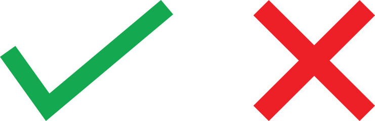 Obraz premium Green checkmark and red cross vector