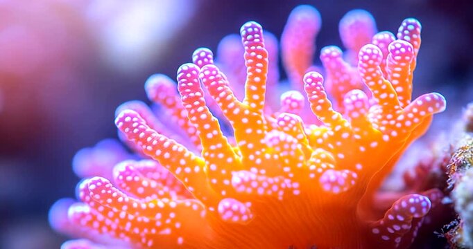Vibrant coral reef with colorful polyps in ocean