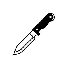 Obraz premium Black handle knife with silver blade isolated on white background