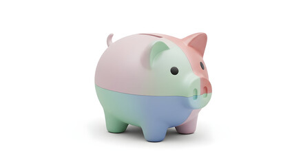 Obraz premium A whimsical piggy bank painted in pastel shades of pink, blue, and green