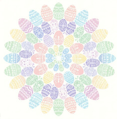 Elegant Easter Egg Mandala  &ndash;  Pastel Rainbow Ornamental Vector Design