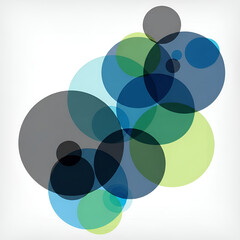 Obraz premium Abstract Overlapping Translucent Circles Background in Blue, Green, and Grey Tones