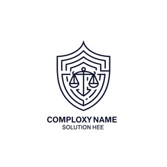 Obraz premium Shield and Scales of Justice Law Firm Logo Design, isolated white background.