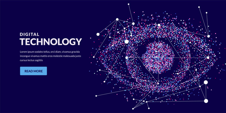 Human eye made from dots. Vector illustration. Concept design for medical technology, biometric, security, science