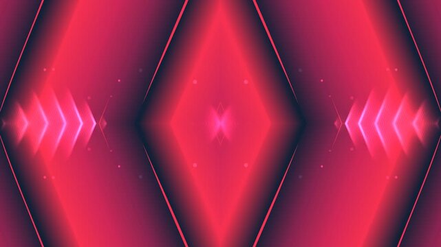Symmetrical Red Neon Diamond Shapes Abstract Animation.