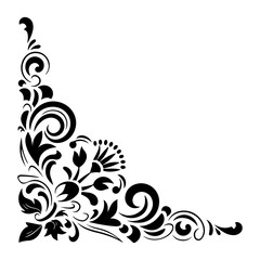 Black corner floral ornament