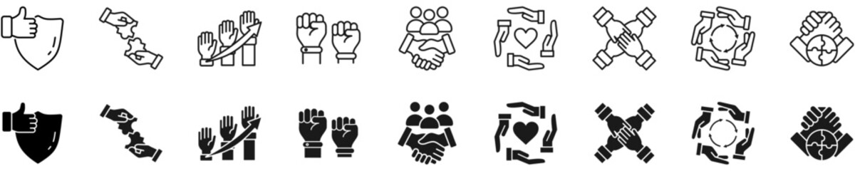 Hands icon set. Business and Teamwork symbol.&nbsp;
