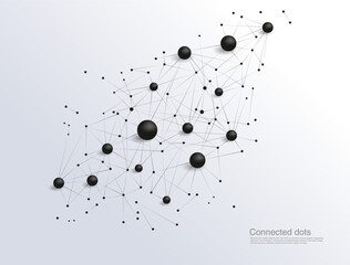 Connected Dots Network Abstract Technology Concept With Nodes, Links and Data Visualization