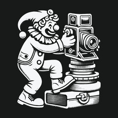 Clown Photographer: A Whimsical Take on Vintage Photography.