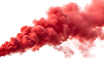 Fototapeta premium A dense cloud of red smoke billowing into a clear blue sky