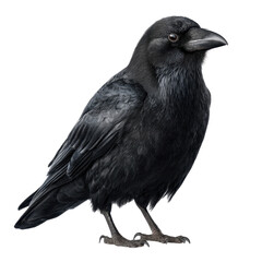 Fototapeta premium Majestic Black Raven Perched Gracefully on a Natural Surface