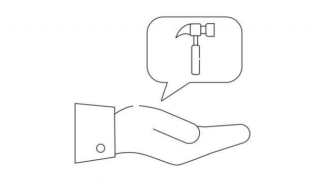 Hand Holding Hammer Icon - Construction and Repair Concept.