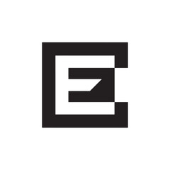 Bold geometric letter e symbol in modern black and white design