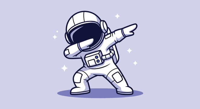 Cute Astronaut Doing Dab Pose Illustration.