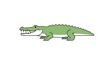 Obraz premium Green Crocodile Cartoon Creature Slithering