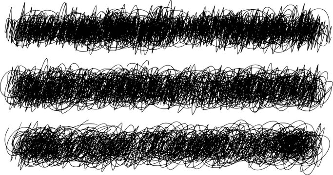 Black scribbled lines forming horizontal abstract bands white background