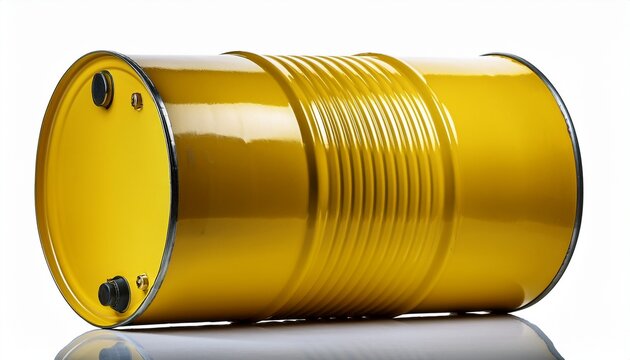 yellow oil barrel isolated on white white background