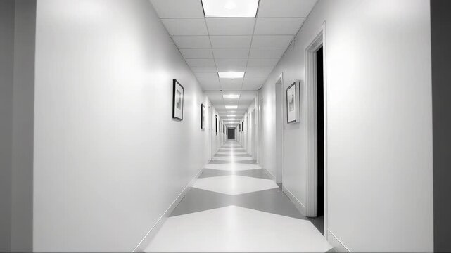 Empty corridor for facility walkthrough and safety inspection