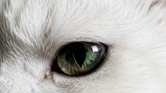 Closeup white cat eye animal potrait concept 