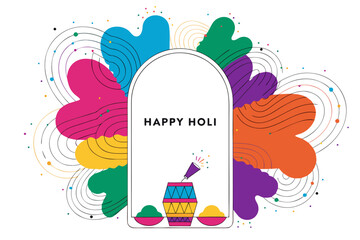 Fototapeta premium A vibrant and colorful illustration celebrating Holi with a traditional pot and powder