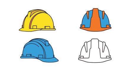 Fototapeta premium Safety Helmet Line creative modern color illustration