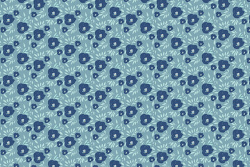Midnight poppy and sage leaf  seamless floral pattern 